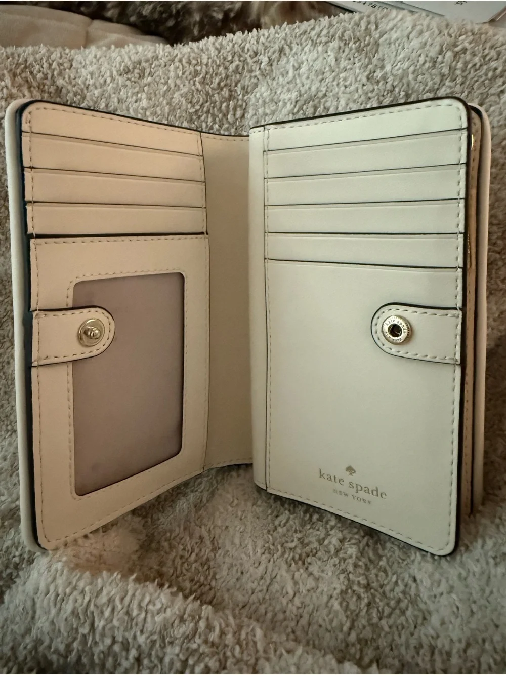 Kate Spade Beige and White Zebra-Print Continental Wallet